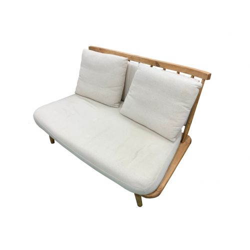 関家具 (セキカグ) アームレス2人掛けソファー ベージュ アームレス 布×バーチ無垢 ヘザー