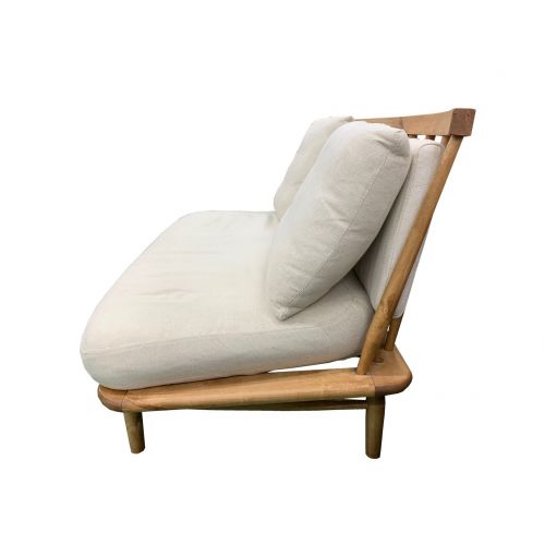 関家具 (セキカグ) アームレス2人掛けソファー ベージュ アームレス 布×バーチ無垢 ヘザー