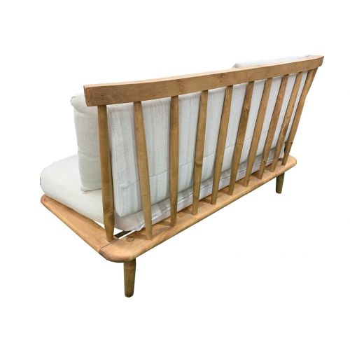 関家具 (セキカグ) アームレス2人掛けソファー ベージュ アームレス 布×バーチ無垢 ヘザー