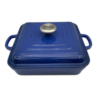 LE CREUSET (ルクルーゼ) 鍋 シグニチャー ココット・スクエア 24cm ブルー USED