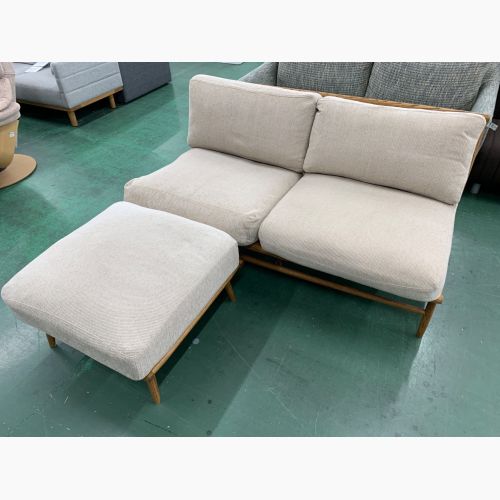 MOMO natural (モモナチュラル) 2人掛けソファー ホワイト×ナチュラル  オットマン付き ファブリック×オーク材 CLOUD