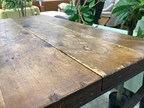 アイアンフレームダイニングテーブル ブラウン インダストリアルデザイン