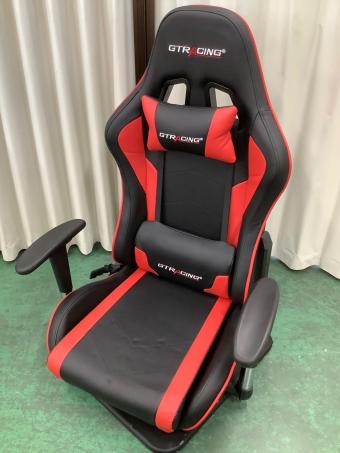 GT RACING (ジーティーレーシング) ゲーミングチェア 座椅子 ヘコミ有 レッド×ブラック