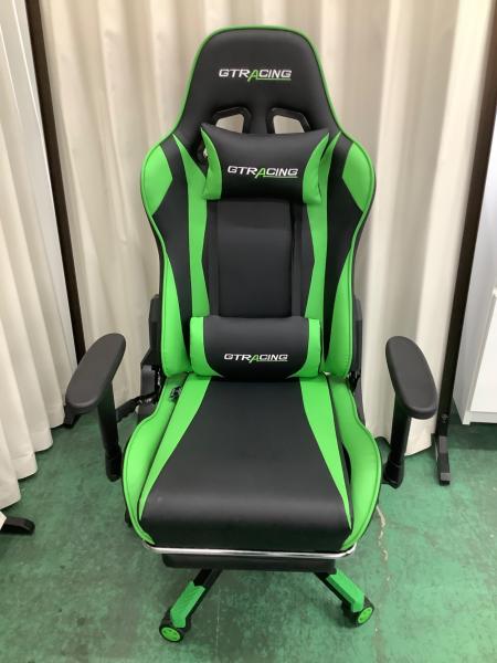 【中古、美品】Gtracing ゲーミングチェア GTRACING (ジーティーレーシング) ゲーミングチェア ブラック×グリーン