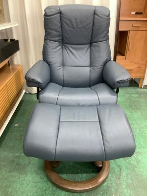 Ekornes (エコーネス) ストレスレスチェア ブルー×ブラウン メイフェア クラシック Mサイズ