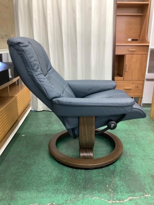Ekornes (エコーネス) ストレスレスチェア ブルー×ブラウン メイフェア クラシック Mサイズ