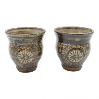 益子焼 (マシコヤキ) 象嵌湯呑 島岡達三(人間国宝)