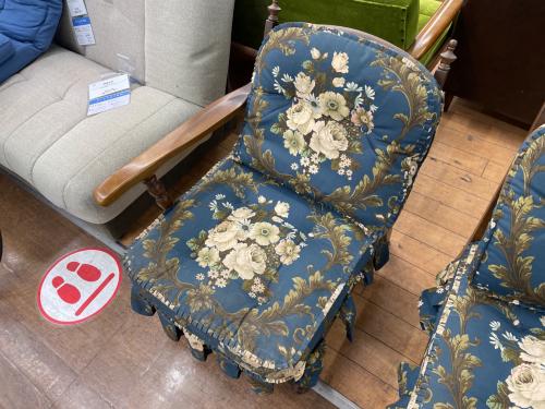 飛騨産業 (ヒダサンギョウ) 3人掛けソファー ブルー×ホワイト  花柄 穂高