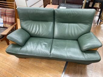 karimoku (カリモク) 3人掛けソファー グリーン 半革 Chitano ブルックス
