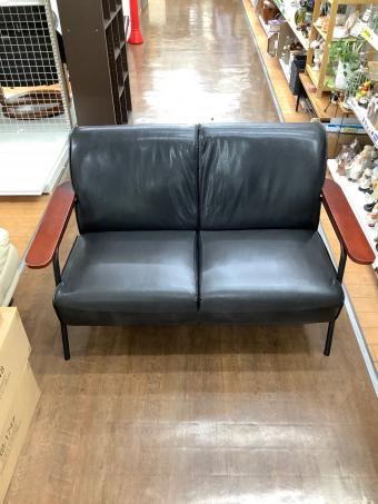 2人掛けソファー ブラック×ブラウン