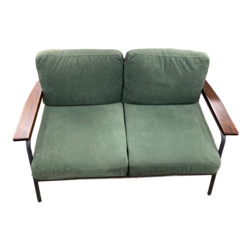 2人掛けソファー グリーン×ブラウン