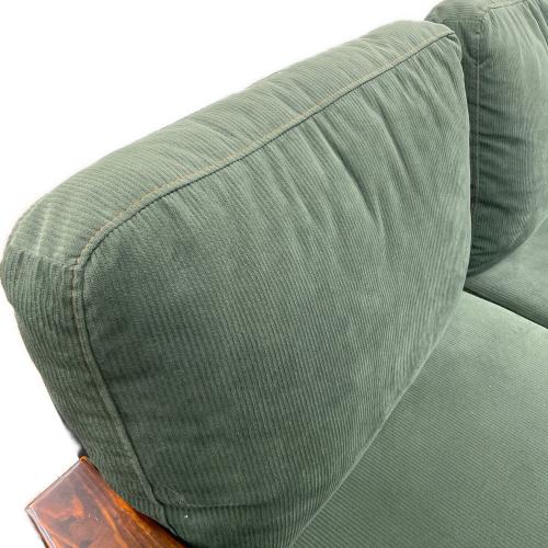 2人掛けソファー グリーン×ブラウン