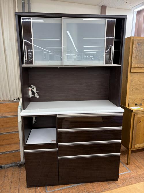 ニトリ キッチンボード ブラウン×ホワイト ポスティア 120