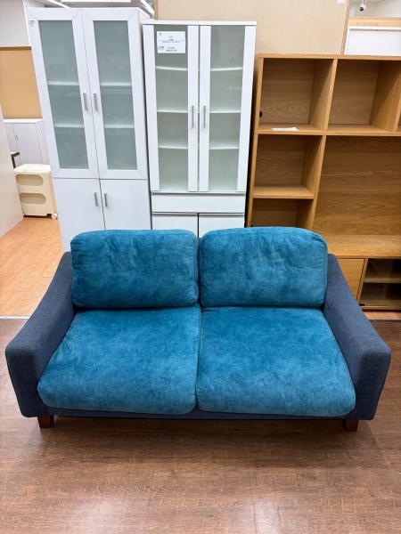 中古 店舗近郊送料格安 布製 2.5人掛けソファー ブルー系 背もたれ部分脱着して搬入可能 幅163cm×奥80ｃｍ×高75ｃｍ 2.5人掛けソファ so-20bl 後藤家具物産 ソファー 1590×740×750mm