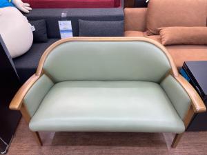 マルニ木工 (マルニモッコウ) 2人掛けソファー 150 グリーン×ナチュラル