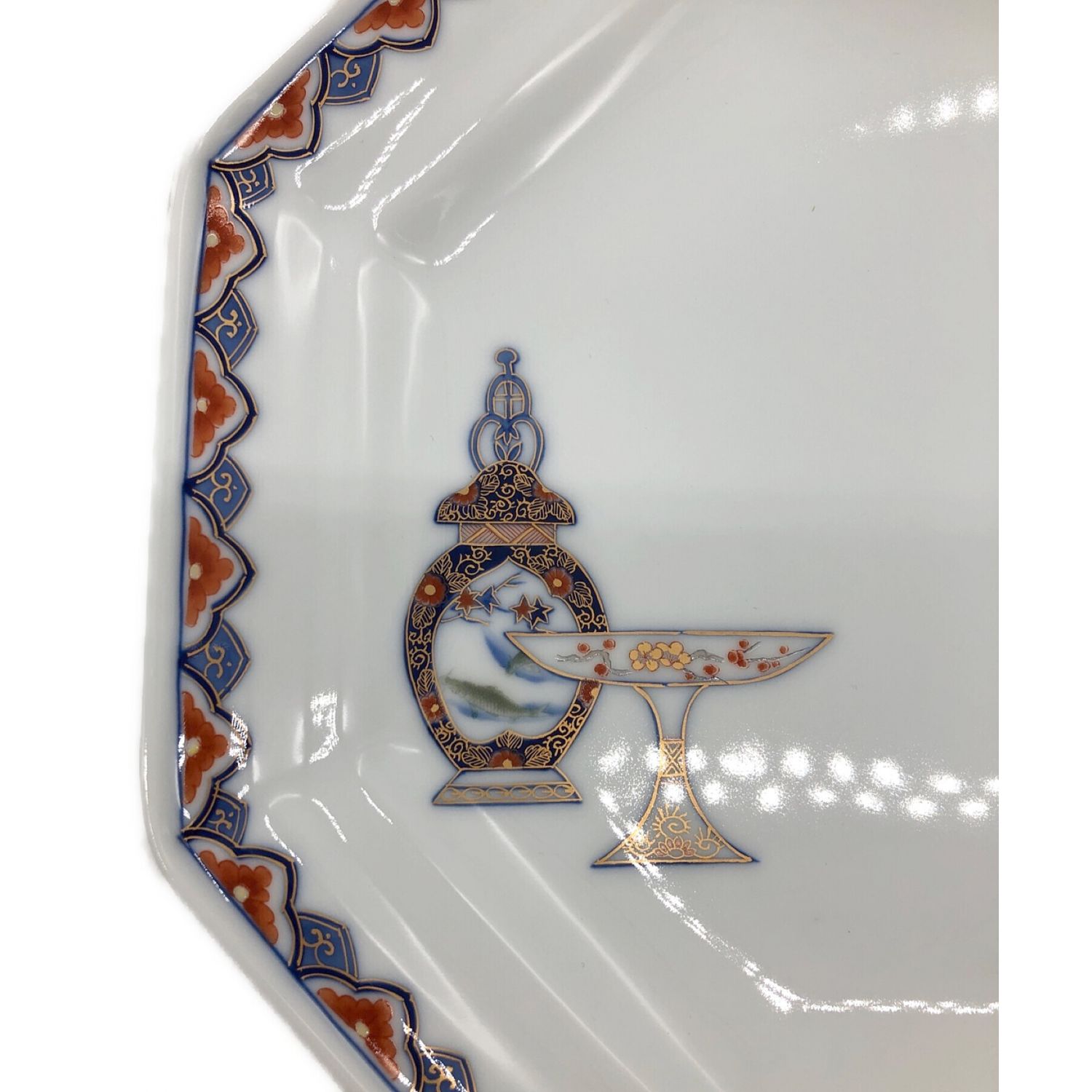 深川製磁 (フカガワセイジ) 明治意匠八角絵皿 資生堂100周年 