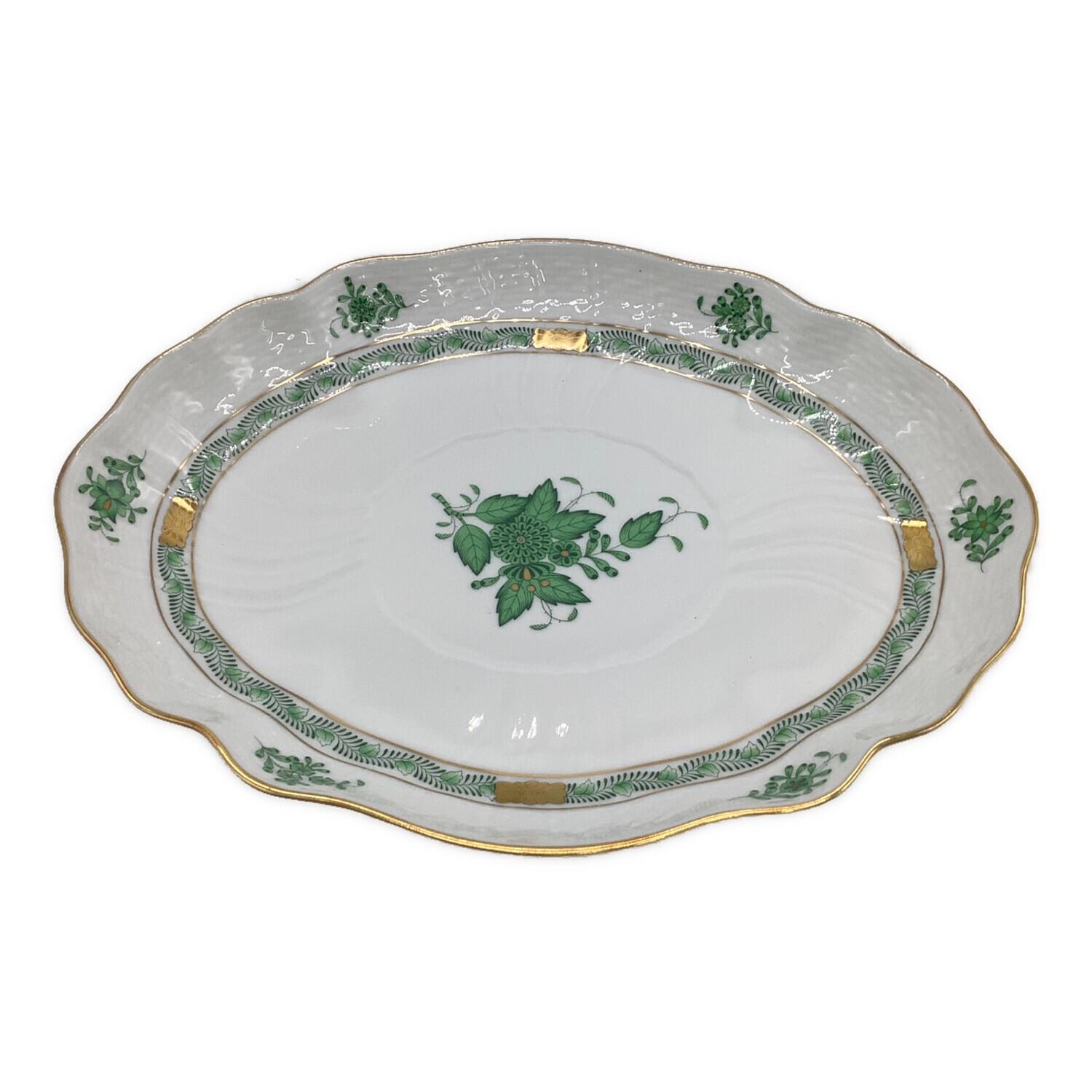 Herend (ヘレンド) オーバルプレート 26.5×21cm アポニーグリーン
