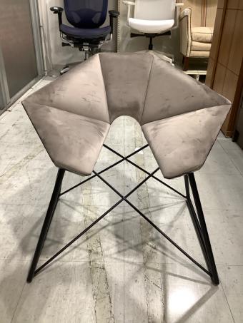 LOWYA (ロウヤ) Mチェア スチール脚 ベルベット調 TS2TB グレー×ブラック