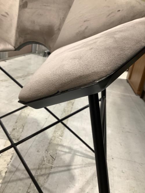 LOWYA (ロウヤ) Mチェア スチール脚 ベルベット調 TS2TB グレー×ブラック