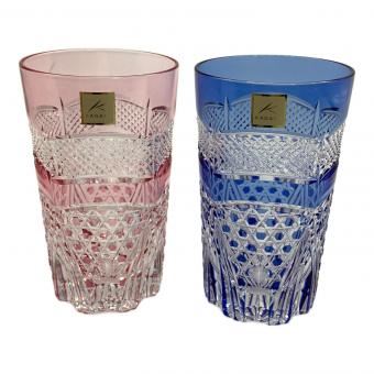 KAGAMI (カガミ) 江戸切子ペアタンブラー 魚子に六角籠目紋