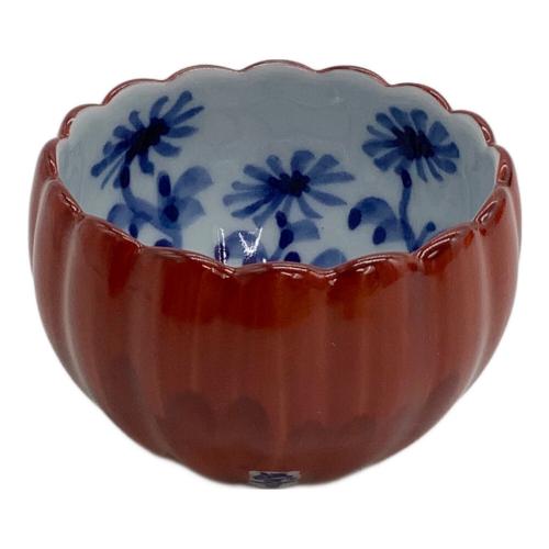 源右衛門窯 (ゲンエモンガマ) 小鉢 朱泥菊形小鉢