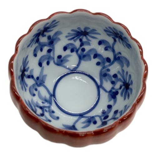 源右衛門窯 (ゲンエモンガマ) 小鉢 朱泥菊形小鉢