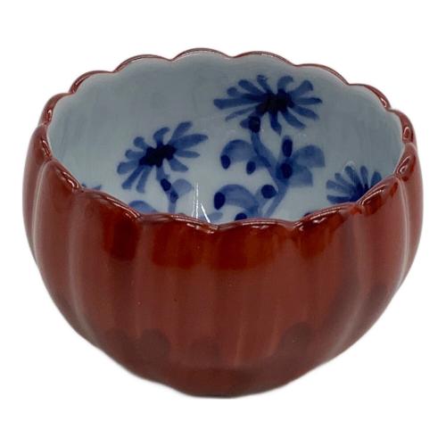 源右衛門窯 (ゲンエモンガマ) 小鉢 朱泥菊形小鉢