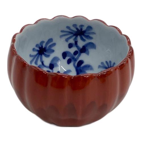源右衛門窯 (ゲンエモンガマ) 小鉢 朱泥菊形小鉢
