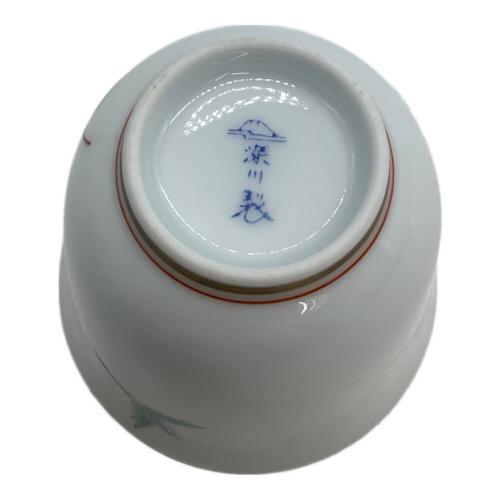 深川製磁 (フカガワセイジ) 香茶碗揃 菊小鳥