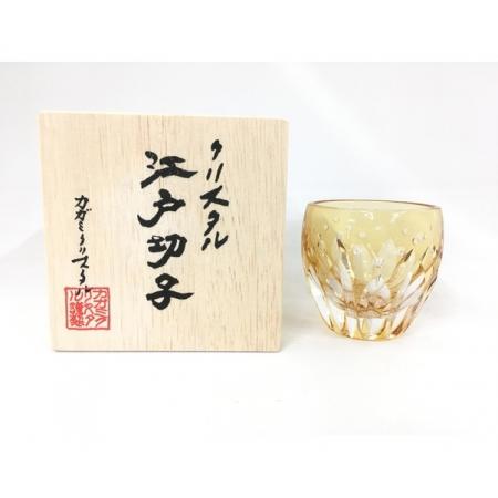 KAGAMI CRYSTAL 切子 伝統工芸士 鍋谷聰 冷酒杯 向日葵 未使用品