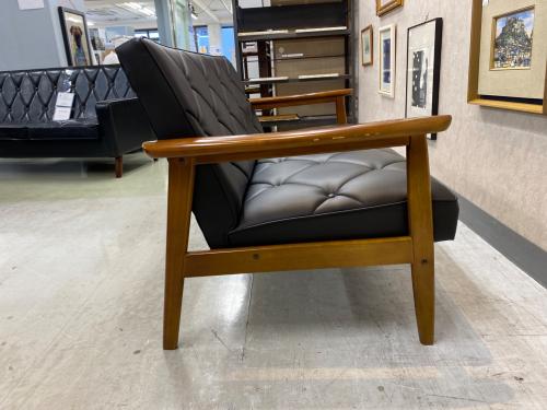 karimoku (カリモク) 2人掛けソファー ブラック×ブラウン 262 WS1193BW 合皮 肘掛け椅子