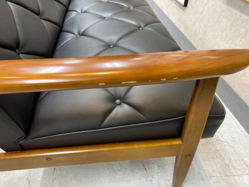 karimoku (カリモク) 2人掛けソファー ブラック×ブラウン 262 WS1193BW 合皮 肘掛け椅子