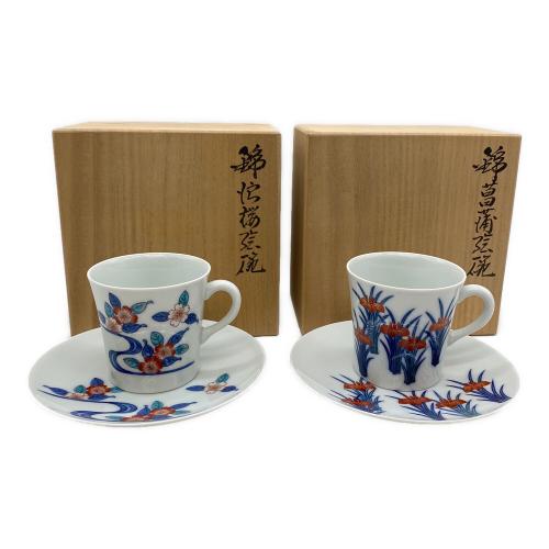 日本の花模様12ヶ月カップ&ソーサーセット 人間国宝 十三代今右衛門  5月のソーサーヒビ有 色鍋島 12セット