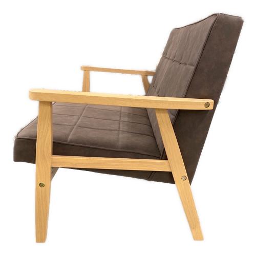 佐藤産業　2人掛けソファー ブラウン×ナチュラル  合皮