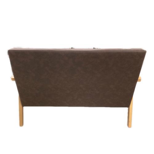 佐藤産業　2人掛けソファー ブラウン×ナチュラル  合皮