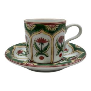 源右衛門窯 (ゲンエモンガマ) カップ&ソーサー 赤絵ミナイ手草花紋