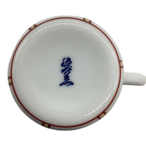 源右衛門窯 (ゲンエモンガマ) カップ&ソーサー 赤絵ミナイ手草花紋