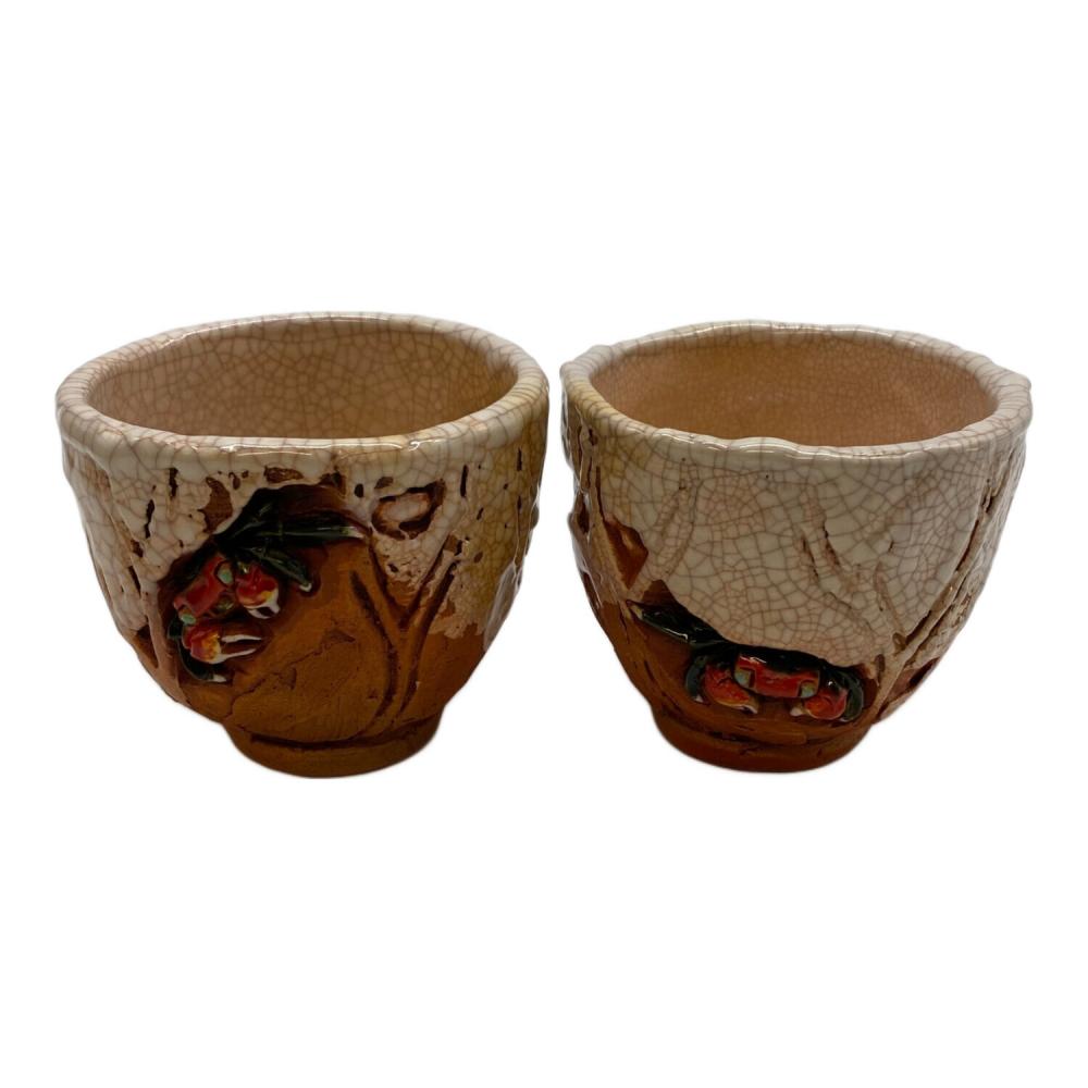 【稀少】楽山焼の湯呑み　蟹　蓋付き湯呑み　5客 楽山焼 湯呑み揃え 天神蟹｜トレファクONLINE