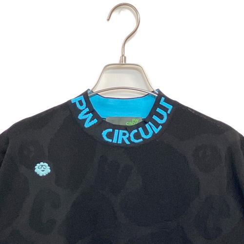 PW CIRCULUS (ピーダブリュサーキュラス) ゴルフウェア (モックネック・半袖) KRPQGM0308 【2025SS アニマルドットニットモック】@GF ・0041 レディース SIZE 2 (L) ブラック×ライトブルー