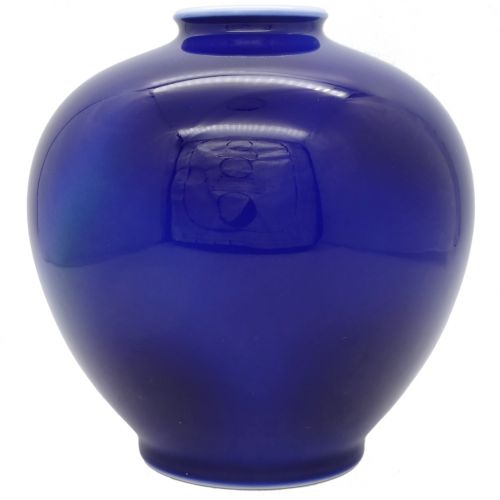 深川製磁 (フカガワセイジ) ルリ三彩 球型5号花生 4506-866 花瓶 