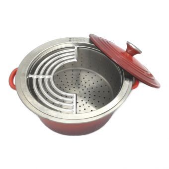 LE CREUSET (ルクルーゼ) シグニチャー ココット・ロンド 22cm チェリーレッド スチーマーセット