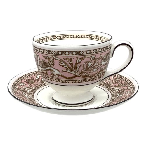 Wedgwood (ウェッジウッド) カップ&ソーサー USED ピンク フロレンティーン・ターコイズ