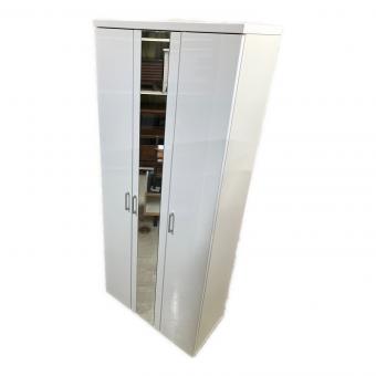 シューズボックス ホワイト  3枚扉 ハイタイプ ミラー付き