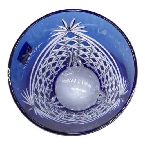 KAGAMI CRYSTAL (カガミクリスタル) 江戸切子ロックグラス 幕襞に四角籠目紋 ロゴ入り