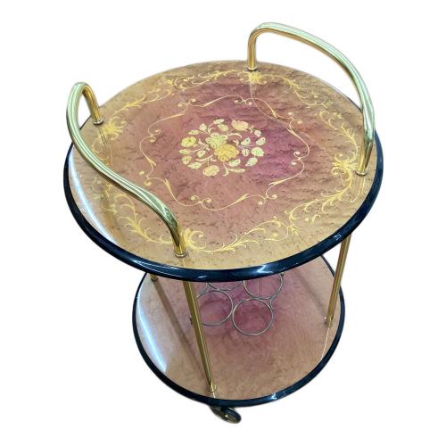 キャスター付ワゴン 象嵌 アンティーク