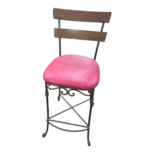 カウンターチェアー  ブラウン×レッド