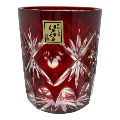 DISNEY (ディズニー) 江戸切子 ロックグラス 銅赤