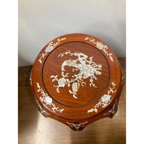 螺鈿細工スツール 無垢材