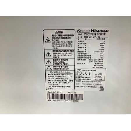 Hisense (ハイセンス) 2ドア冷蔵庫 HR-G13A-W 2019年製 134L