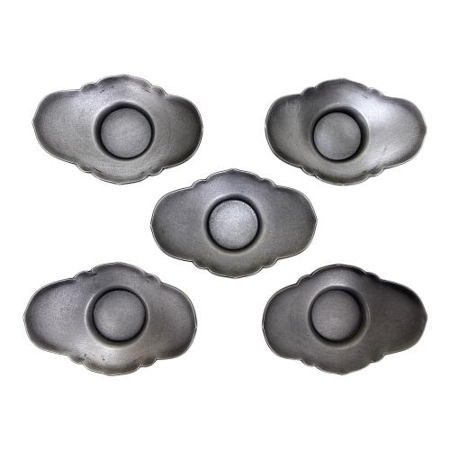 茶托 靖夫作 錫剣木瓜式茶托 5個セット